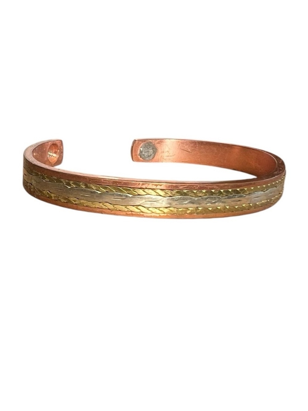 Vintage Copper Gold Plated Silver Cuff Bangle Bracelet Unisex Healing